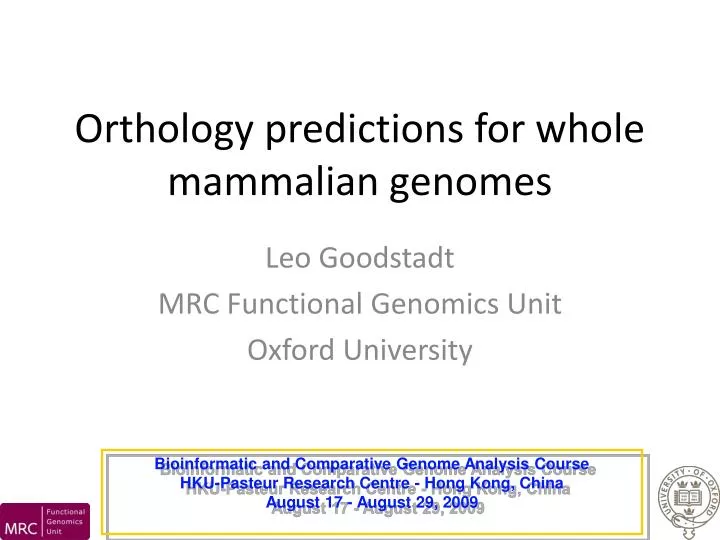 orthology predictions for whole mammalian genomes