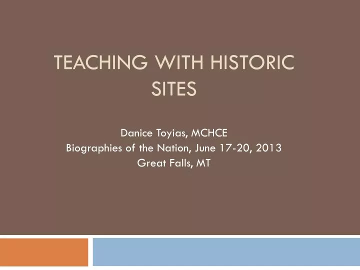 teaching with historic sites
