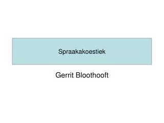 spraakakoestiek