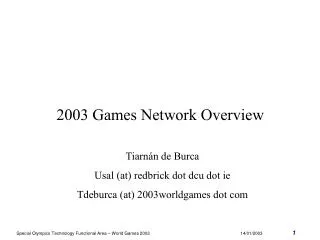 2003 Games Network Overview