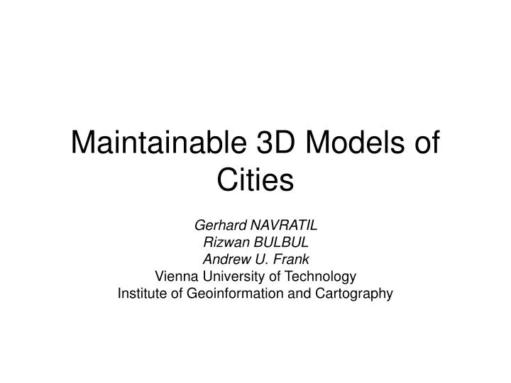 maintainable 3d models of cities