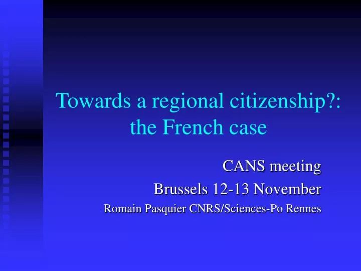towards a regional citizenship the french case