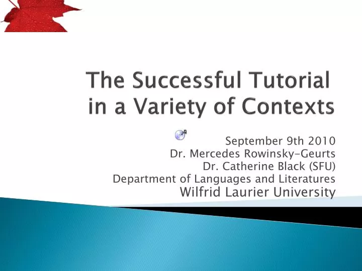 the successful tutorial in a variety of contexts