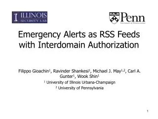 Emergency Alerts as RSS Feeds with Interdomain Authorization