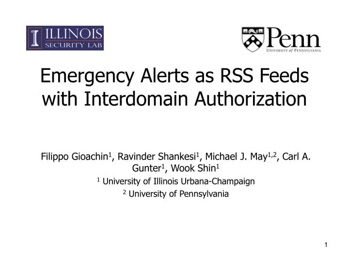 emergency alerts as rss feeds with interdomain authorization