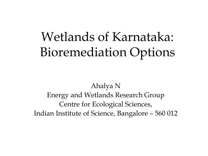 wetlands of karnataka bioremediation options
