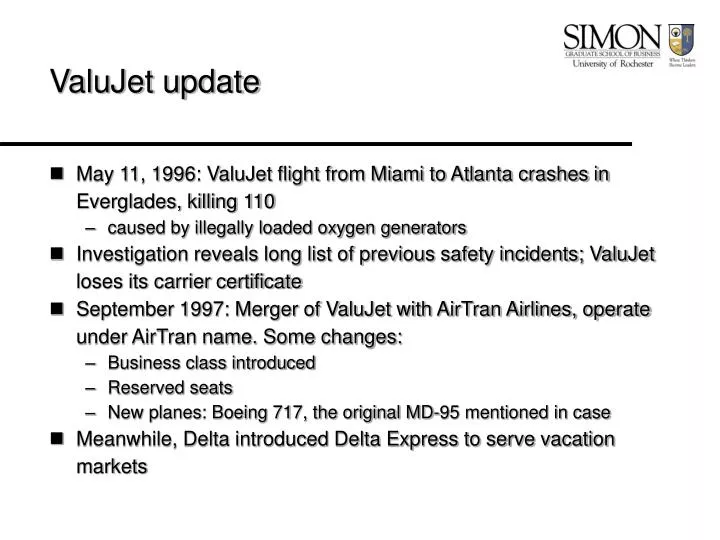 valujet update