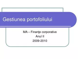 gestiunea portofoliului