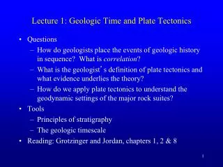 Lecture 1: Geologic Time and Plate Tectonics