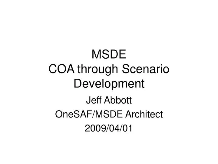 msde coa through scenario development