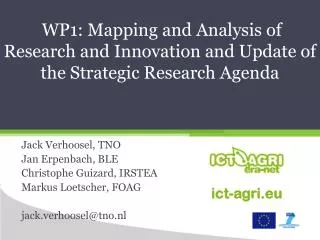 WP1: Mapping and Analysis of Research and Innovation and Update of the Strategic Research Agenda