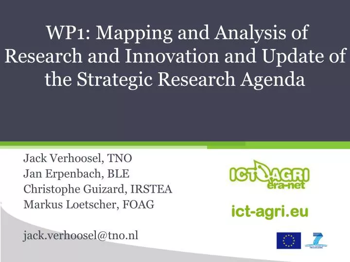 wp1 mapping and analysis of research and innovation and update of the strategic research agenda