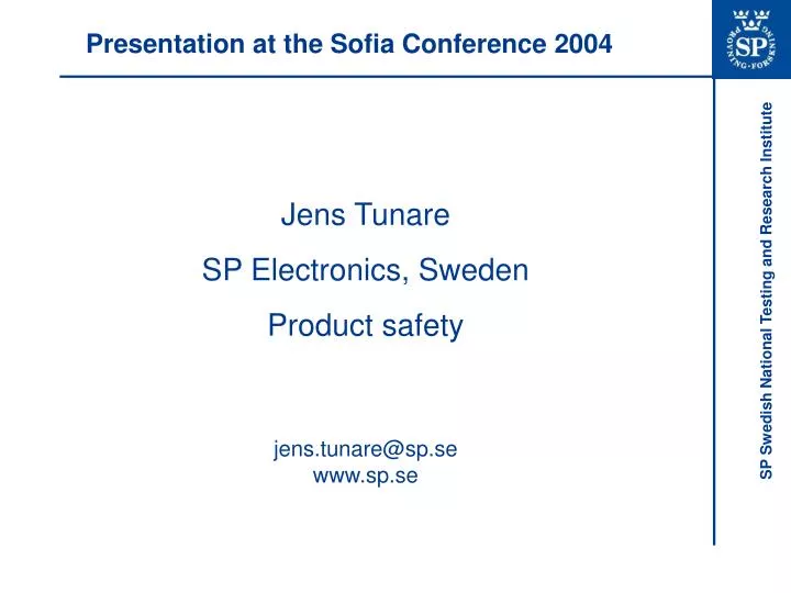 presentation at the sofia conference 2004