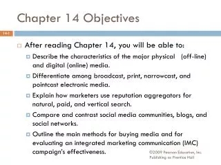 Chapter 14 Objectives