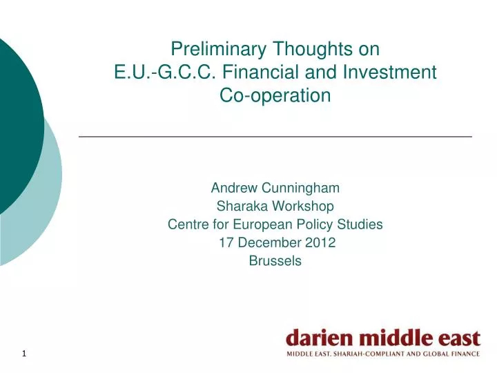 preliminary thoughts on e u g c c financial and investment co operation