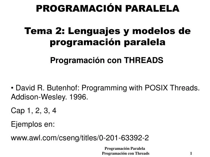 programaci n paralela tema 2 lenguajes y modelos de programaci n paralela