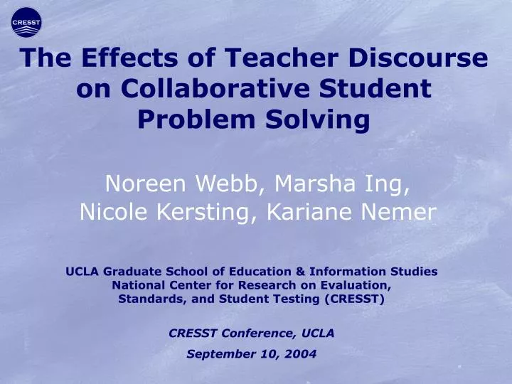 the effects of teacher discourse on collaborative student problem solving
