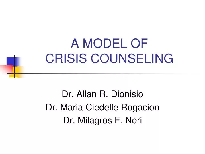 a model of crisis counseling