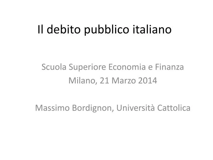 il debito pubblico italiano