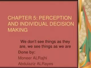 chapter 5 perception and individual decision making