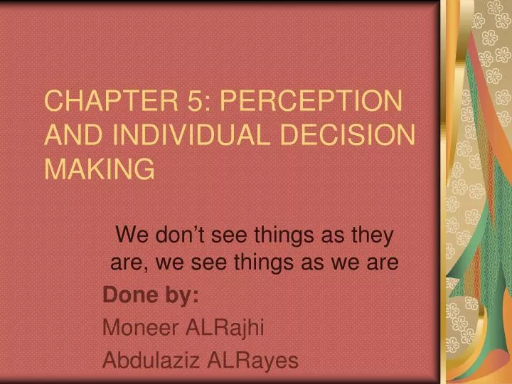 chapter 5 perception and individual decision making
