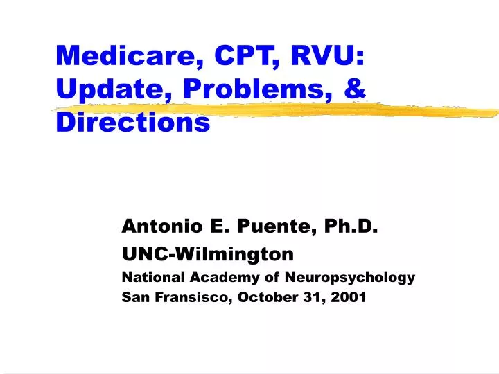 medicare cpt rvu update problems directions