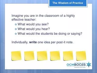 Imagine you are in the classroom of a highly effective teacher: What would you see?