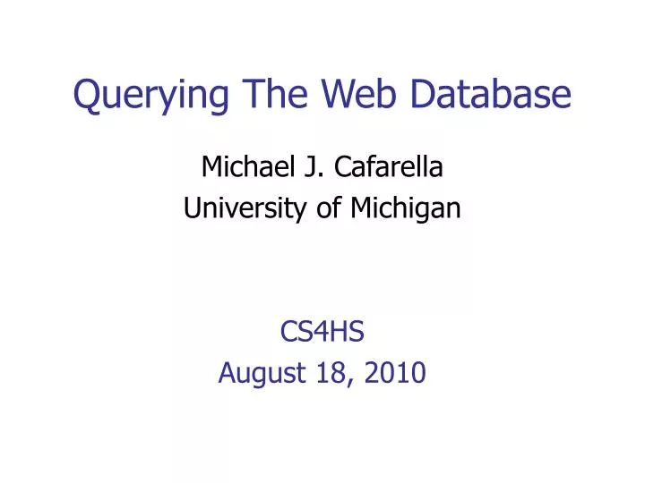 querying the web database