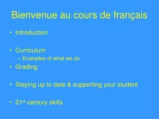 Bienvenue au cours de français