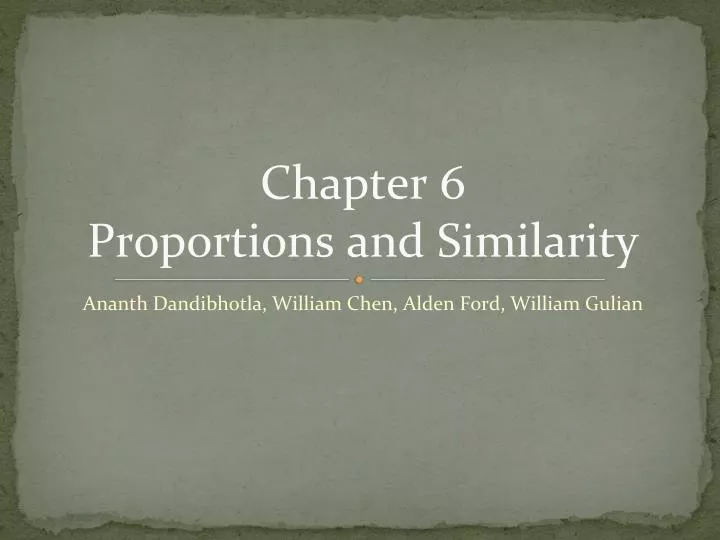 PPT - Chapter 6 Proportions And Similarity PowerPoint Presentation ...