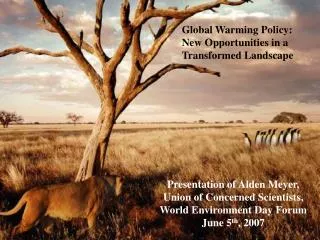 Global Warming Policy: New Opportunities in a Transformed Landscape