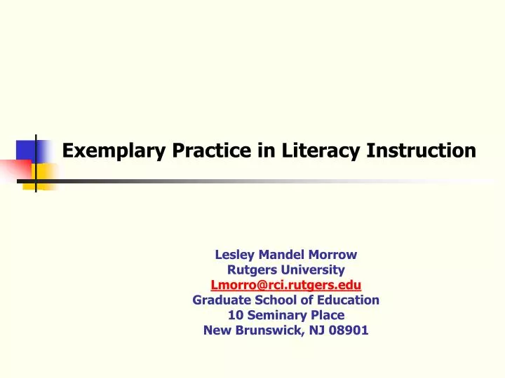 exemplary practice in literacy instruction