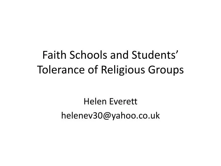 faith schools and students tolerance of religious groups