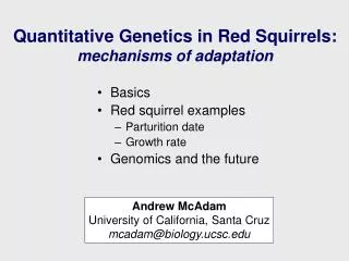 Quantitative Genetics in Red Squirrels: mechanisms of adaptation