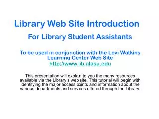 Library Web Site Introduction