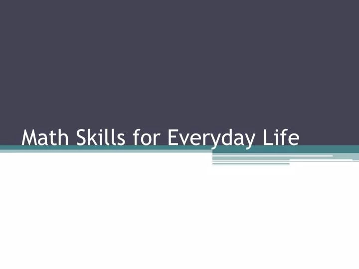 math skills for everyday life