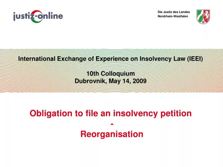 obligation to file an insolvency petition reorganisation