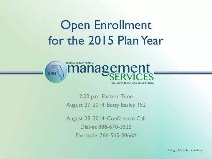 open enrollment for the 2015 plan year