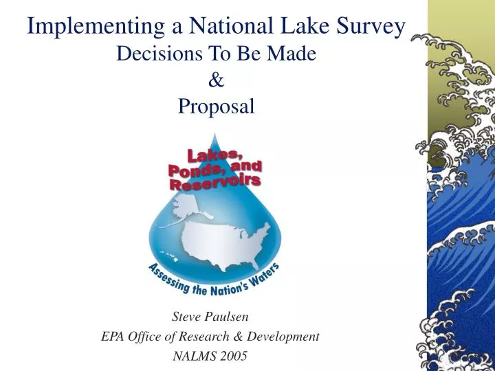 implementing a national lake survey decisions to be made proposal