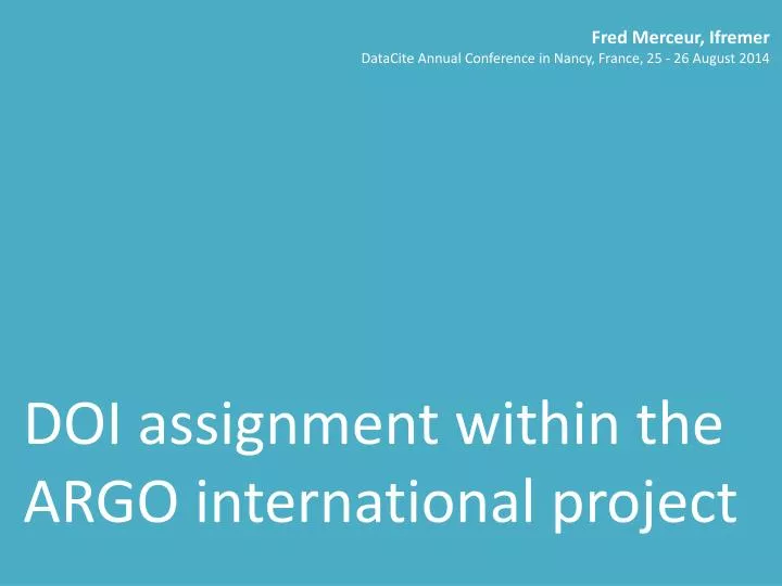 doi assignment within the argo international project