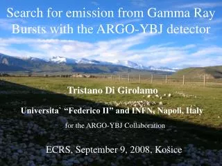 Searc h for emission from G amma R ay B urst s with the ARGO-YBJ detector