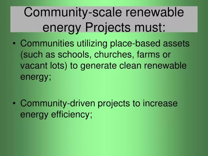community scale renewable energy projects must