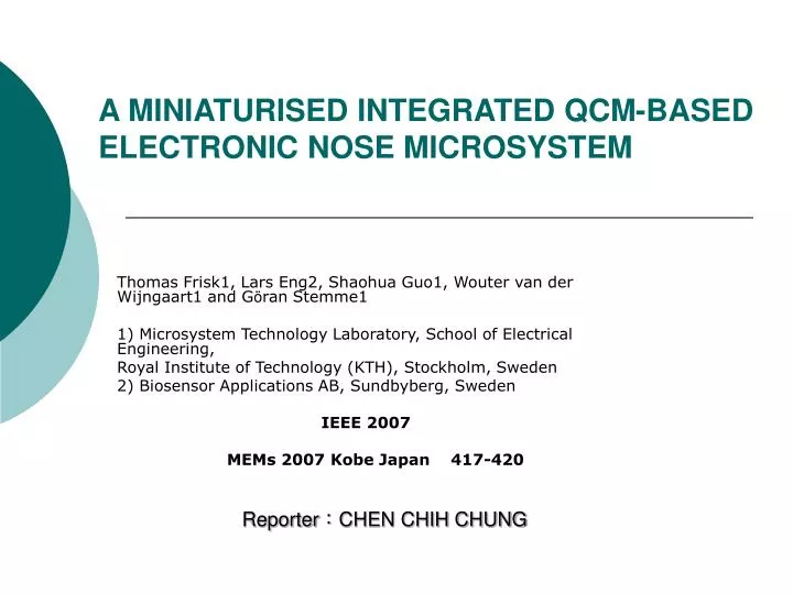 a miniaturised integrated qcm based electronic nose microsystem