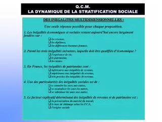 q c m la dynamique de la stratification sociale