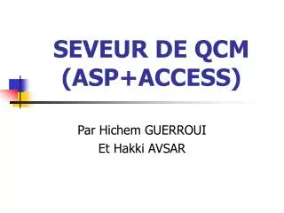 seveur de qcm asp access