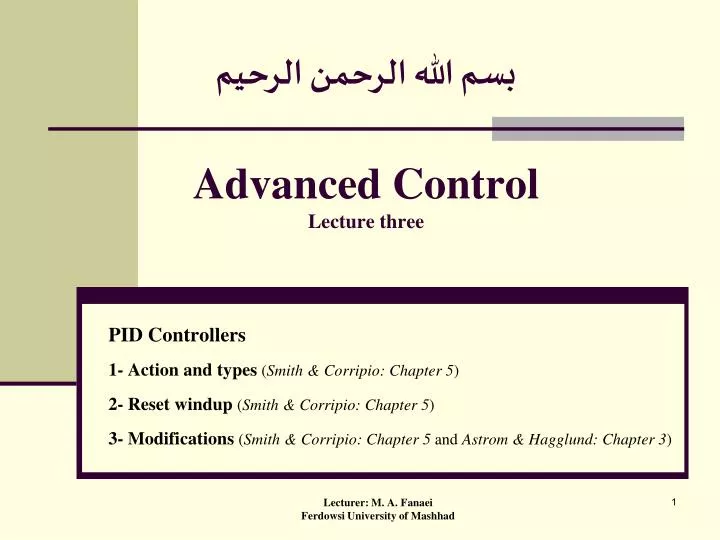 advanced control lecture three