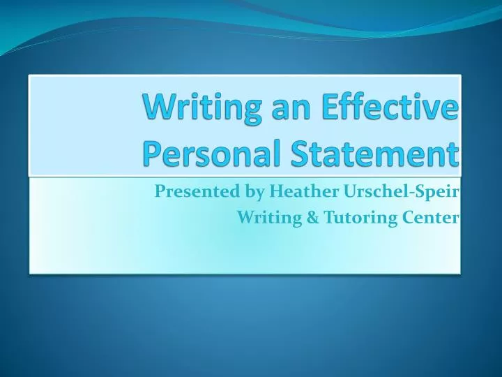 writing an effective personal statement