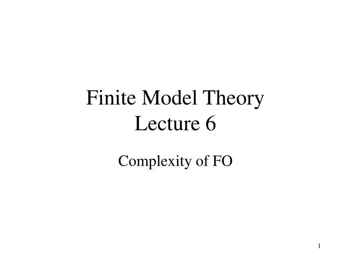 finite model theory lecture 6