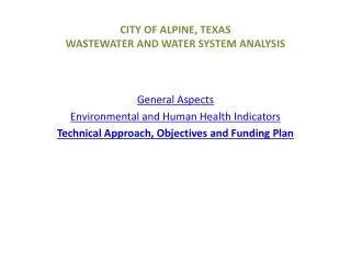 CITY OF ALPINE, TEXAS WASTEWATER AND WATER SYSTEM ANALYSIS