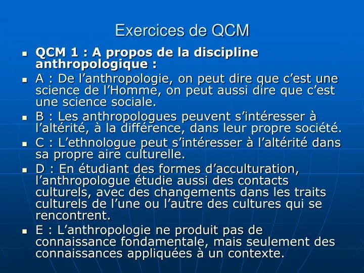 exercices de qcm